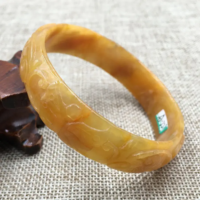 

A-227 Beautiful China Hand-carved Orange Jadeite Jade Gems Bracelet Bangle 65mm
