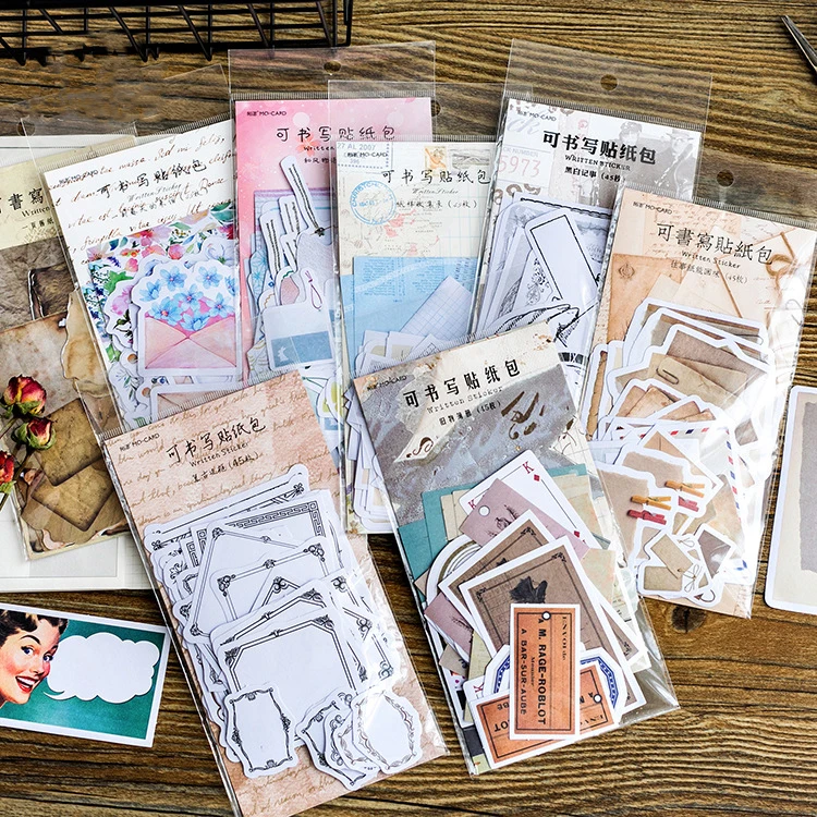 

45PCS/ PACK Retro Label Tag Sticker Marker Planner Diary DIY Stationery Stickers Scrapbooking Bullet Journal Papeleria sl1513