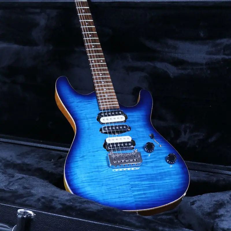 

New product electric Guitar X9-13 Quilt Maple Top Sapele Neck Blue Burst