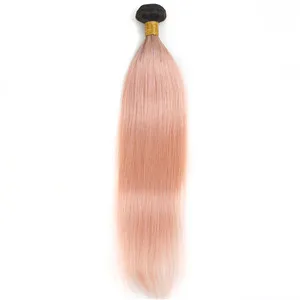 Омбре бразильские прямые пучки волос 3 шт темно-корень розовый серый красный Омбре человеческие волосы предварительно цветные не Реми волосы для наращивания - Цвет: 1B-Pink