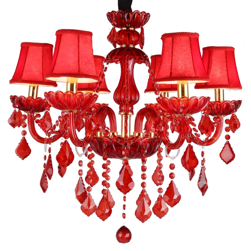 Высокое качество Красный K9 Хрустальная люстра блеск хрустальные люстры светильник Lustres De Cristal Люстра светодиодный вилла красная лампа