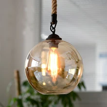 Loft Vintage retro Pendant Lights Industrial Glass Ball Hemp rope E27 Fixtures for Restaurant Dining room Living Room Cafe Bar free shipping vintage loft industrial pendant lights gold bar stair dining room glass shade retro lindsey pendant lamp fixtures