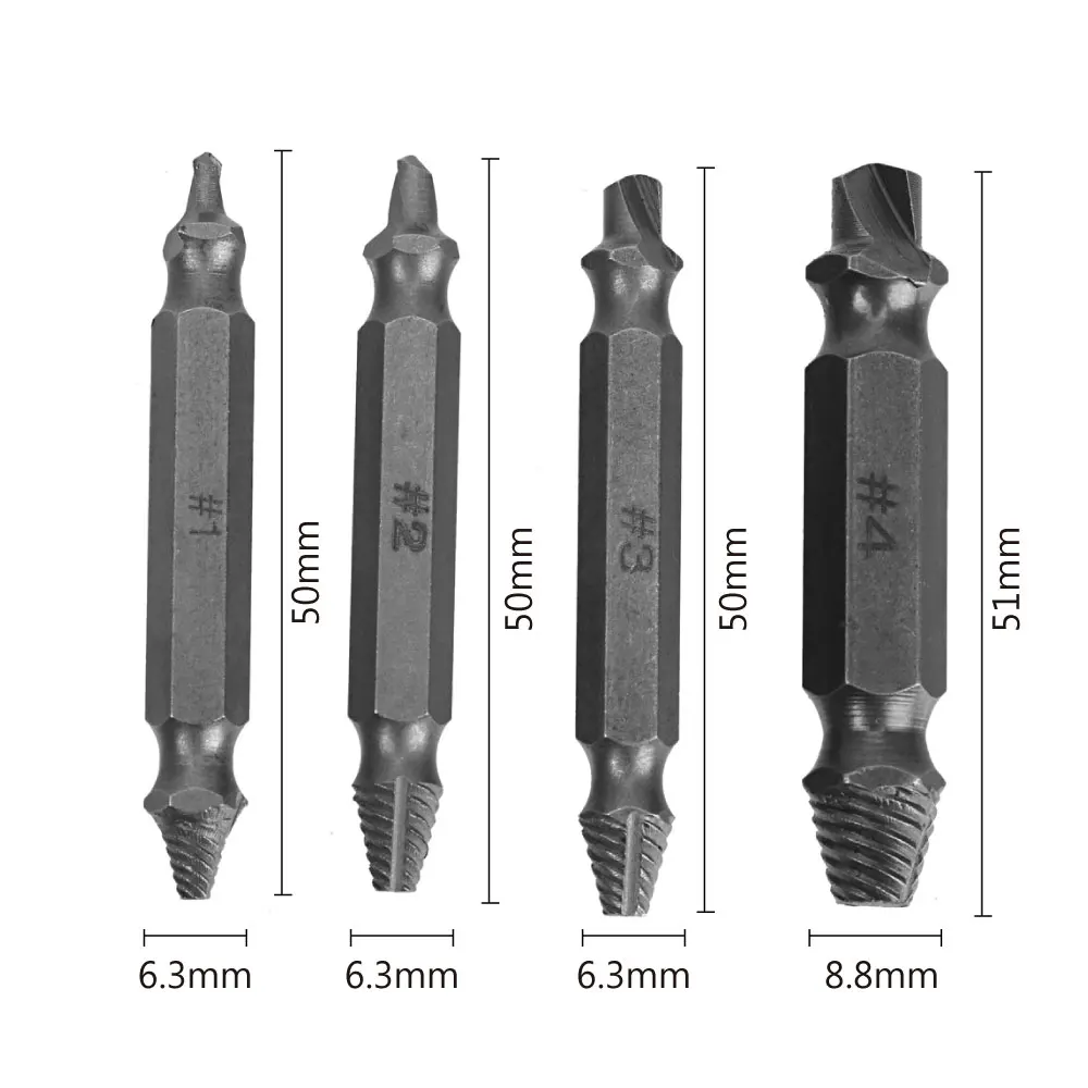 NICEYARD 4 шт./компл. экстрактор набор инструментов удалить Болтовая шпилька поврежденный винт сверло для извлечения для металла поврежденный винт с двойной стороны
