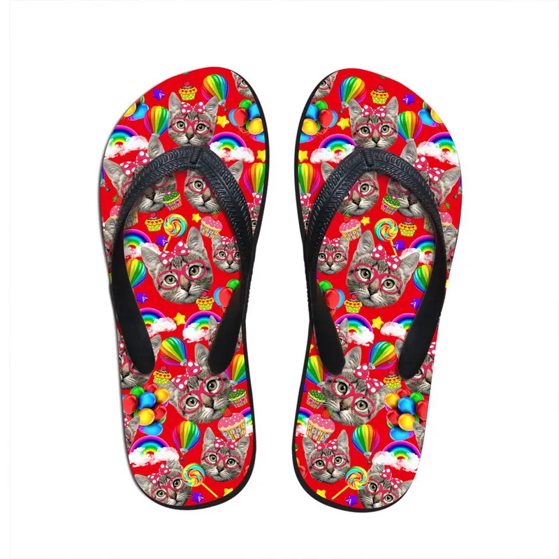Cat 3D Printed Flip Flops NonSlip Slipper Kawaii Store KawaiiMerch