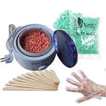 Depilatory Waxing Kit Set Including 500ML Wax Heater Pot + 10 Wooden Sticks+ 100g Hot Wax Beans + 5 Pcs Gloves Warmer Wax Heater