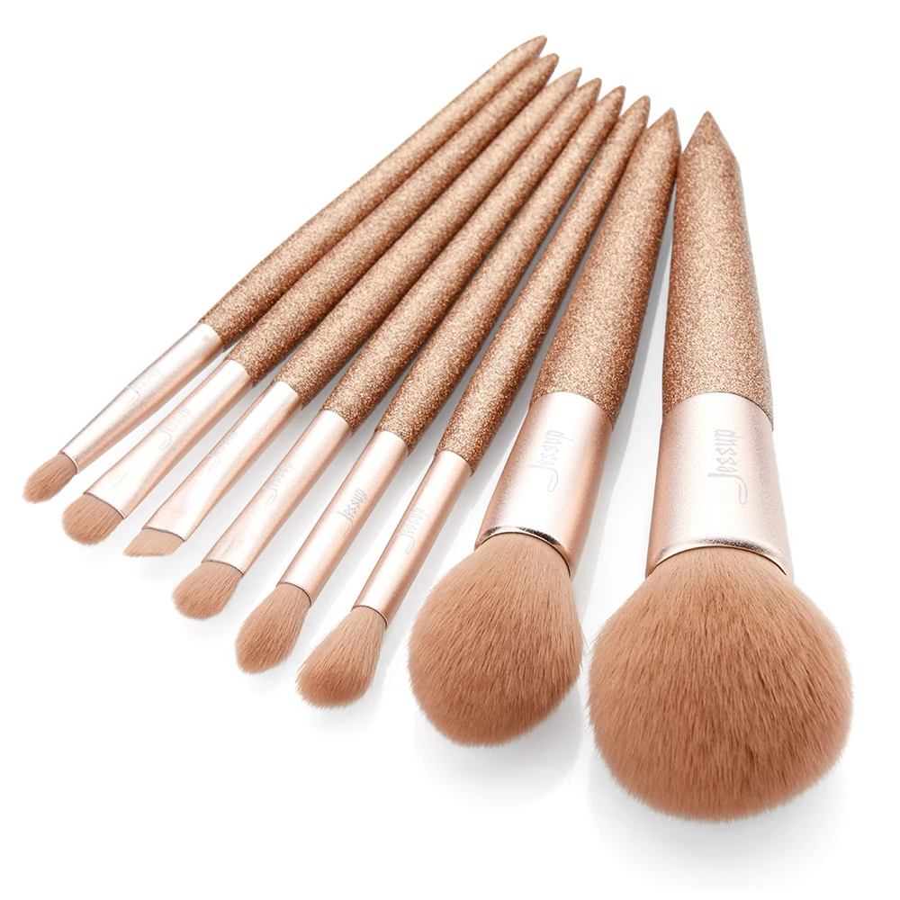 Buy Jessup New Shining Party Golden brush makeup brush Powder Blusher Eyeshadow Foundation brush Synthetic hair Gift box