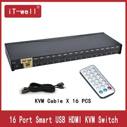 USB HDMI kvm-переключатель 16 Порты и разъёмы автоматического сканирования 1080 P 3D, HDMI ПК коммутатора монитор клавиатура Мышь коммутатор для