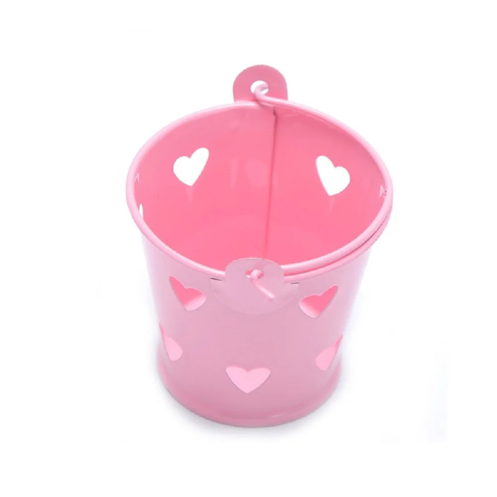

10Pcs Mini Buckets Cute Chocolate Candy Keg Favors Kisses Heart Pattern DIY Tin Pails Metal Boxes Wedding Party Supply Decor