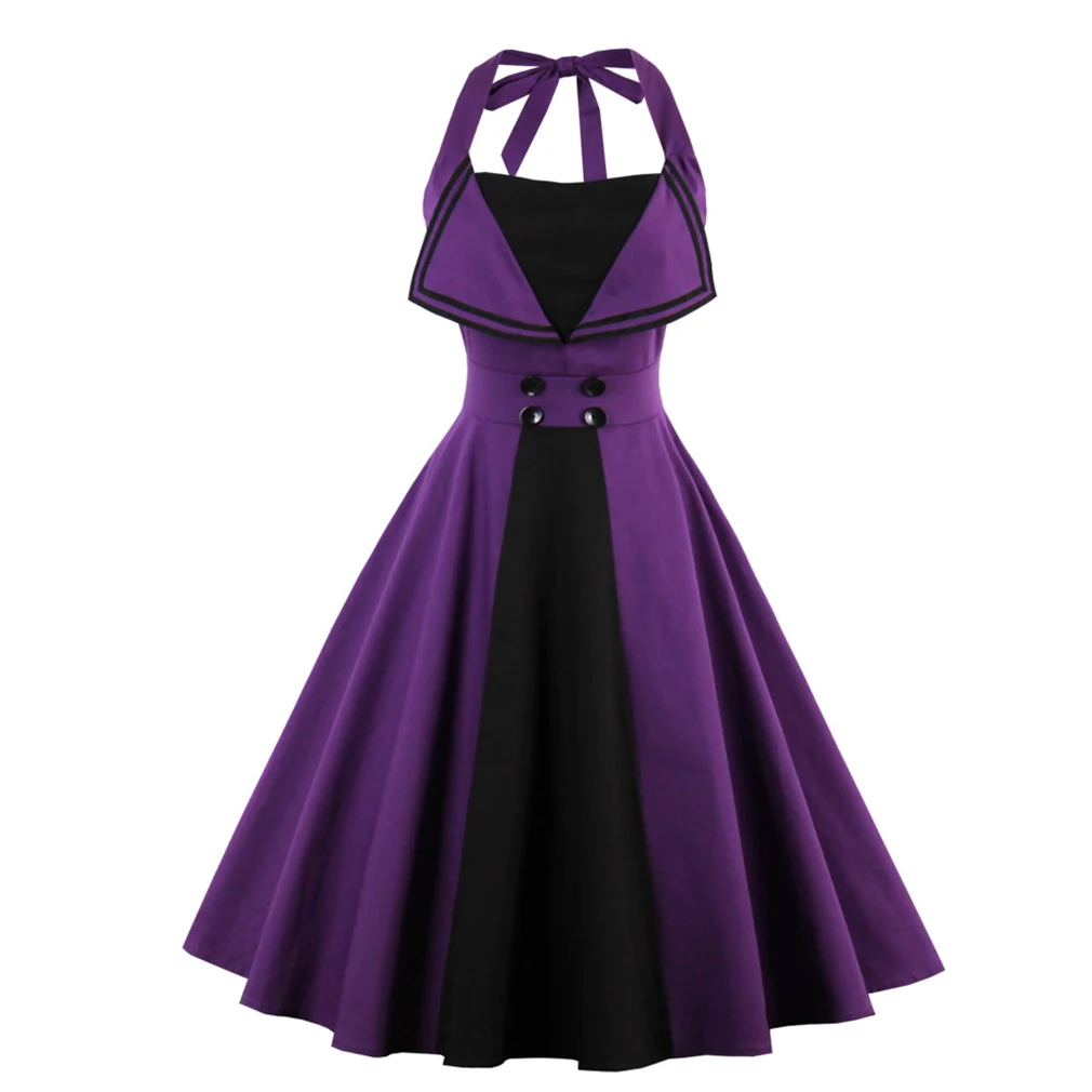 2017 New Summer font b Dress b font 50 s Style Halter Vintage For Women font