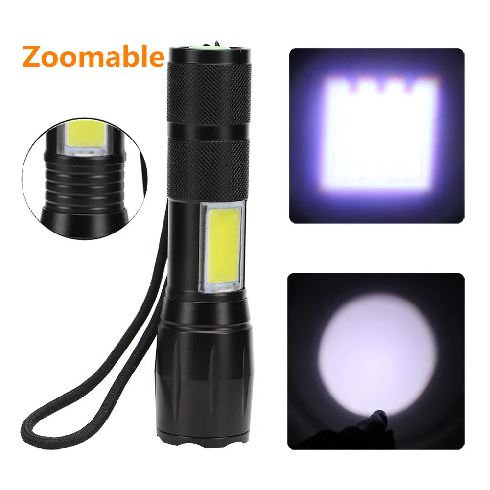 Zoomable CREE XM-L T6 COB светодиодный тактический фонарь COB фонарь, Рабочий фонарь, водонепроницаемый фонарь 18650, высокая яркость