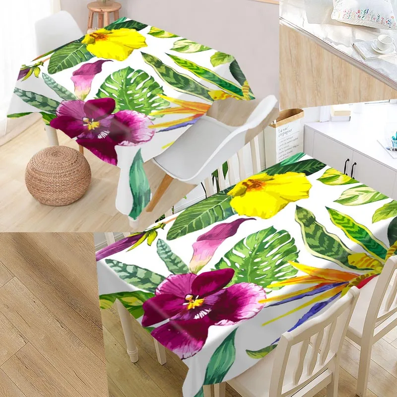 

Custom Tropical Table Cloth Oxford Rectangular Waterproof Oilproof Table Cover Wedding Tablecloth &L035SJ