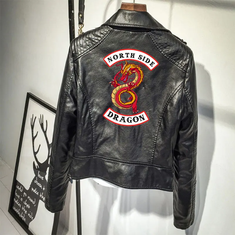 Южная сторона Southside Serpents ривердейл из искусственной кожи с капюшоном Красный Черный Мото куртка куртки для женщин уличная пальто из змеиной кожи мотоцикл
