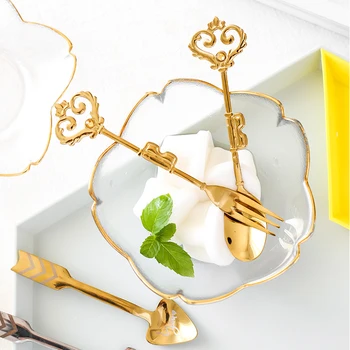 

Crown Spoon Fork Set Court Love Heart Stainless Steel Dessert Coffee Stirring Spoon Fruit Yogurt Spoon Kitchen Accessories