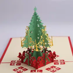 Креативная Рождественская 3D пустотелая стерео открытка с рождественской елкой Bookark поздравительная почтовая открытка Рождественская