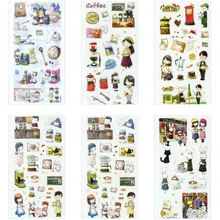 6 folhas/pacote café artes adesivo adesivos decorativos álbum diário vara etiqueta artigos de papelaria artesanato adesivos