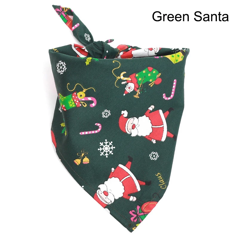 

HOT Christmas Pet Bandana Santa Pattern Red Green Scarf Dog Bandana Cat Collar Bib LSF99