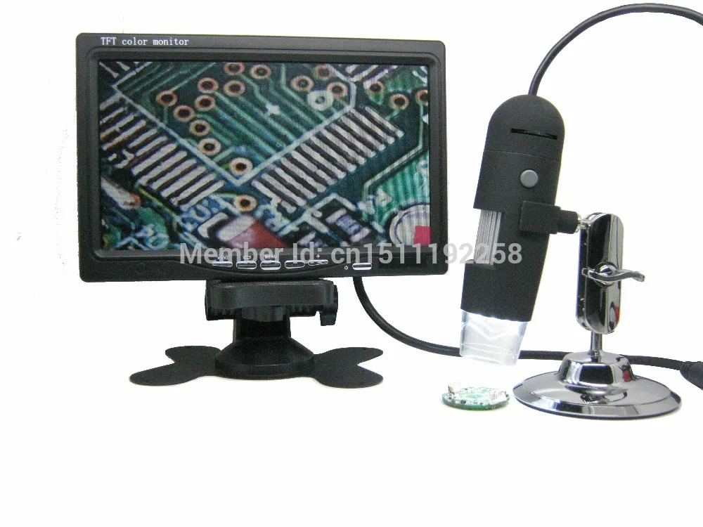 Av/tv Digital Microscope With 7inch Screen Protable Magnification 500x With Metal Base