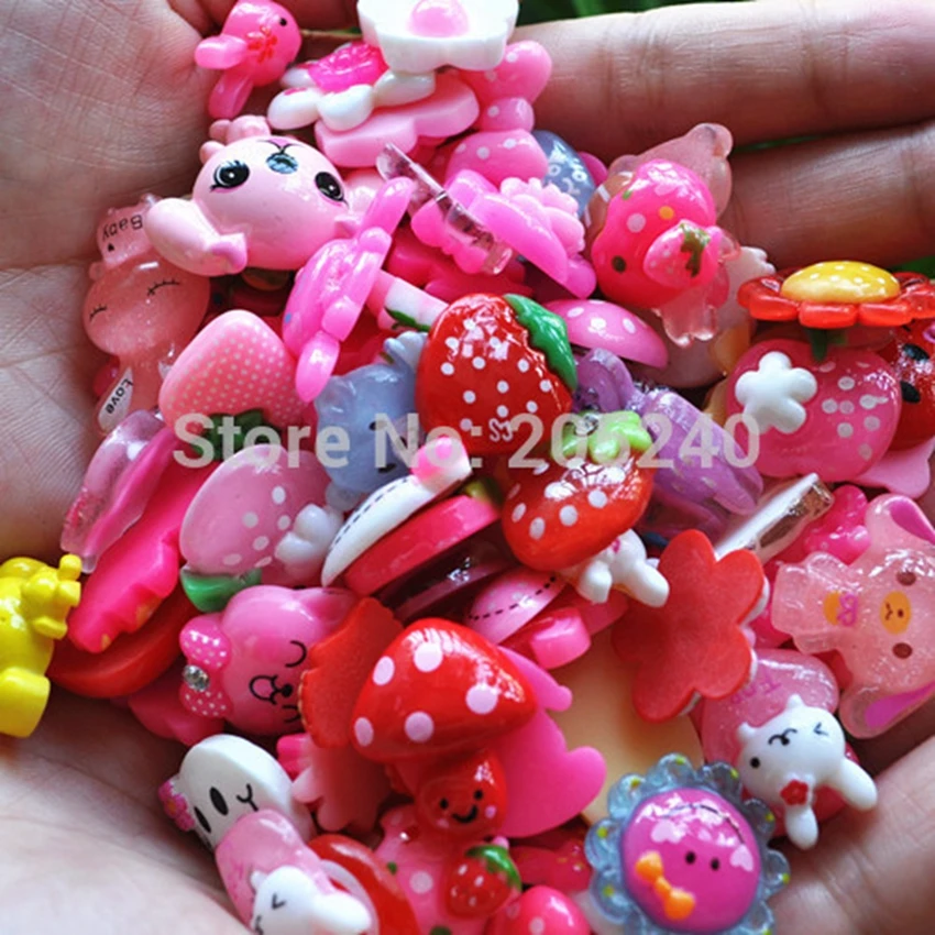 

Cheap Wholesale 50pcs/Lot Cute Flat Back Resin Mixed Designs Shipped By Random 10~25mm Lovely Resin Crafts For DIY Decoration