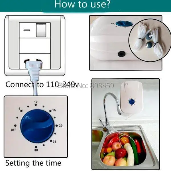 Портативный генератор озона для фруктов и овощей, водный стерилизатор, озонатор, здоровый уход за кожей, красота, 220 В