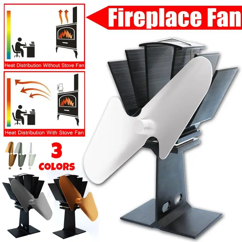 

2 Blade Fireplace Heat Powered Stove Fan komin Log Wood Burner Eco Friendly Quiet Fan Home Efficient Heat Distribution