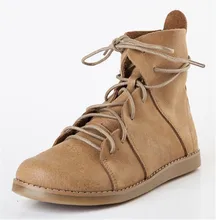 Winter models Sen female literary retro handmade leather flat boots SUB1289