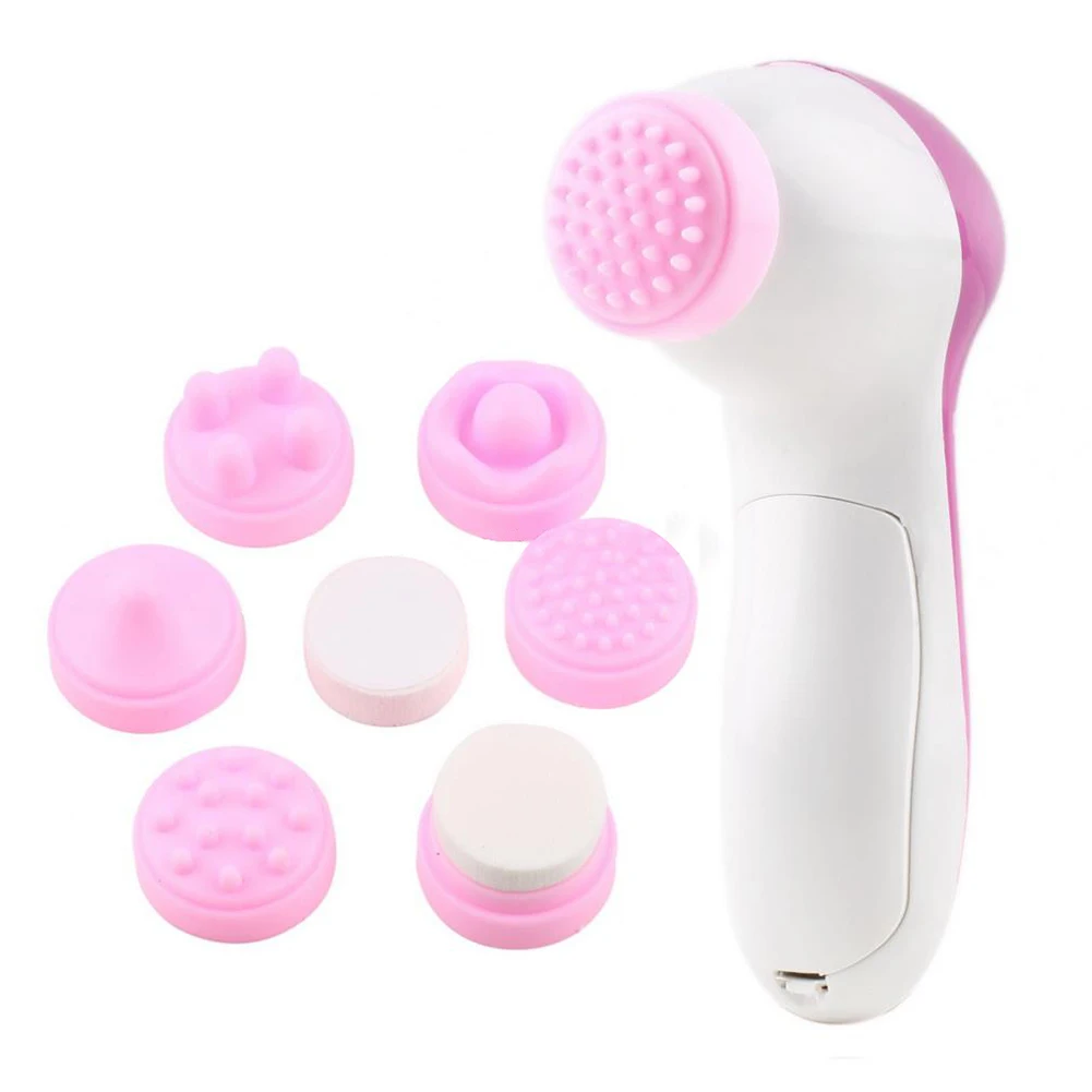 Electric Facial Cleaner Multifunction Massager 6 In 1 Deep Clean Relief Pore Exfoliator Beauty Care Brush Sponge Cleansing Set 2