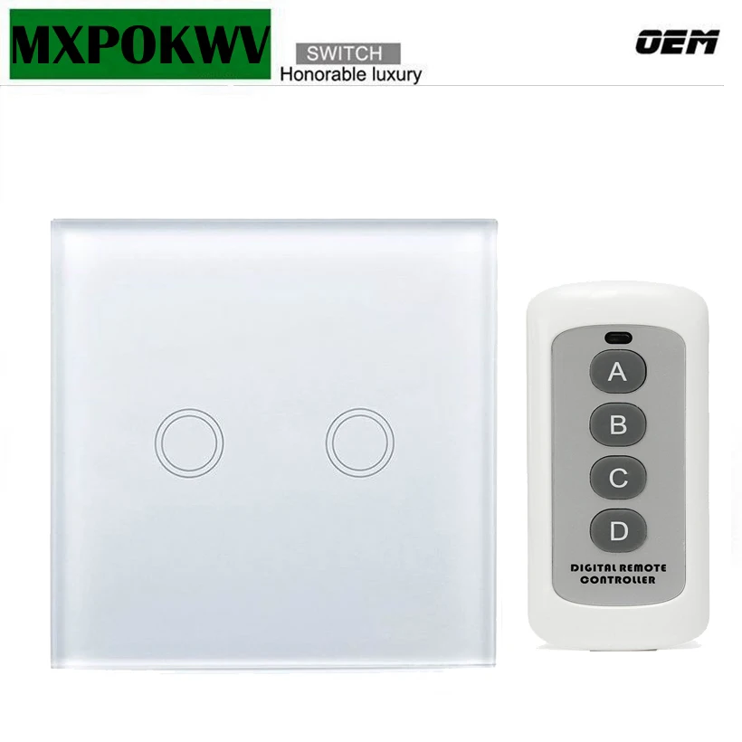 

Smart Home Automation Module Remote Control Light Touch Switch 2 Gang 1 way ,Crystal Glass Panel Smart Home Appliance diy 220V