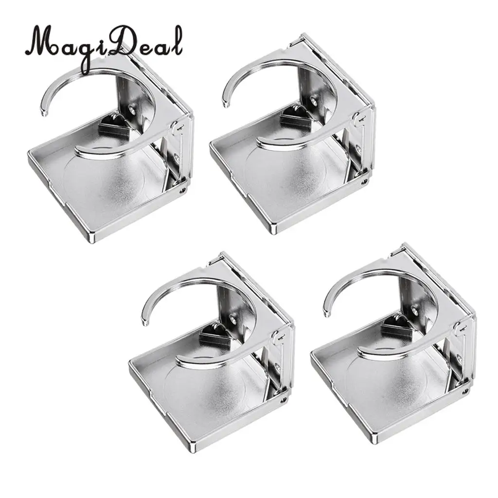 MagiDeal 4 Pieces Plastic Foldable Beverage Drink Cup Holder for Car Boat Marine Foosball Table Silver