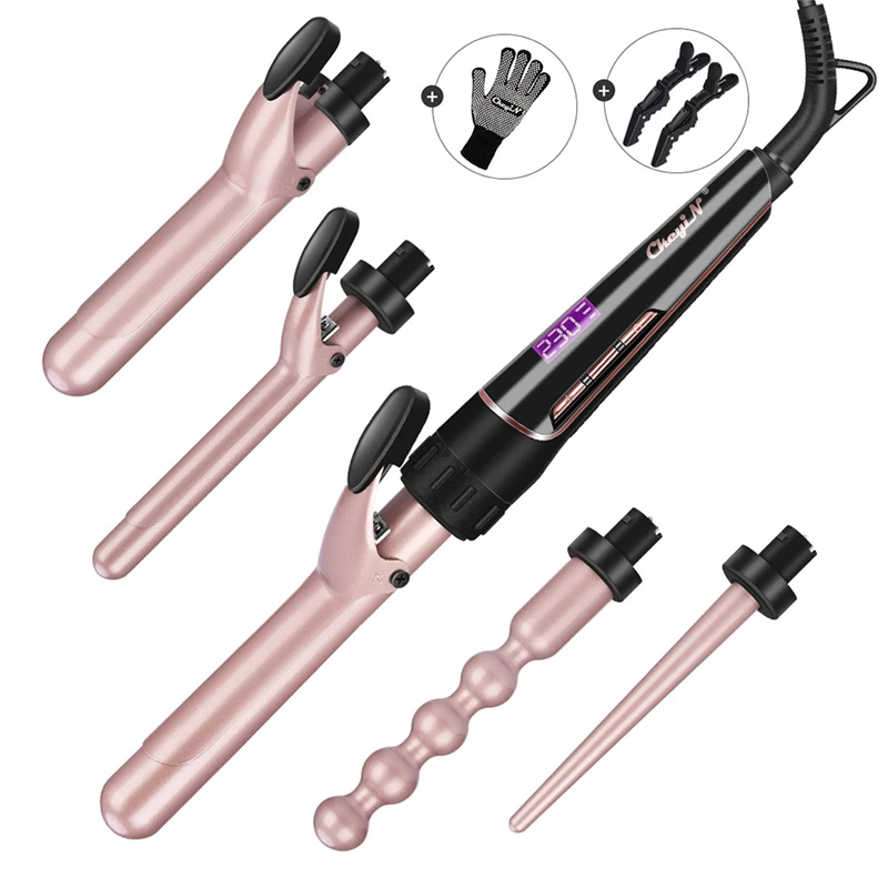 

Multifunctional Hair Curler Set with 5 Interchangeable Barrels 5 In 1 Curling Irons Set with Heat Resistant Glove 30