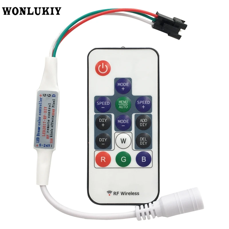 

14 Key Dream-Color Controller LED 2017 RF DIY Remote Control DC5V-24V 358 Kinds of Changes Effects For WS2812B WS2811 LED Strip