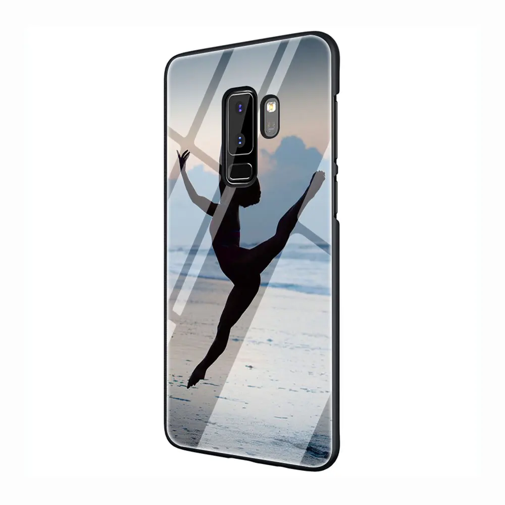 Для занятий йогой для девочки закаленное Стекло Телефон чехол для Galaxy S7 edge S8 9 10 Plus, Note 8, 9, 10, A10 20 30 40 50 60 70 - Цвет: G12