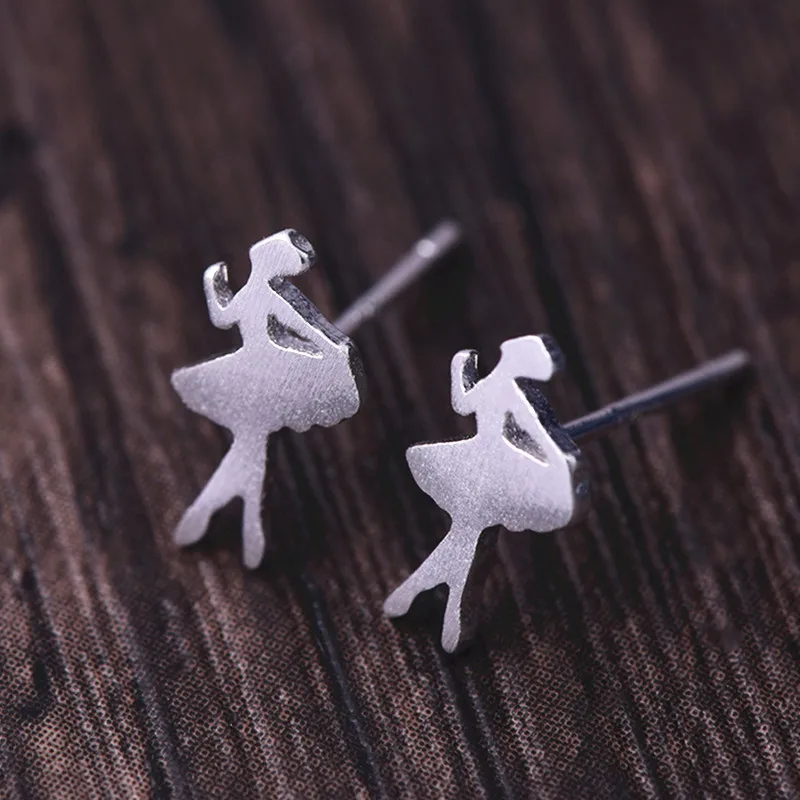 

New trendy ballet dancer shape stud earrings gold sliver color simple fashion jewelry metal earrings Gift wholesale e092