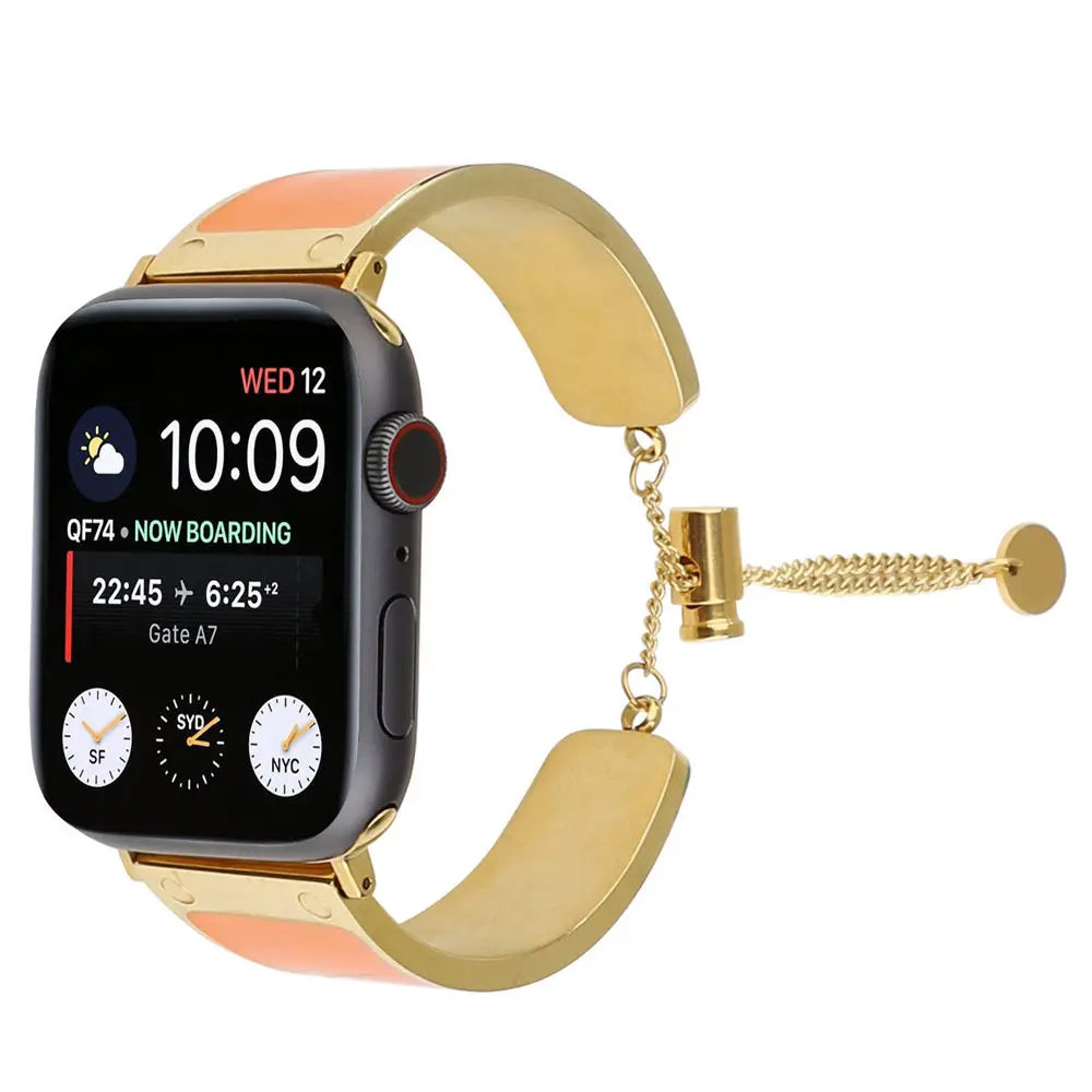 Красочные Для женщин металлический ремешок для iWatch Группа 40/44 мм 38/42mm для Apple Watch Series 4 3 2 1 Нержавеющая сталь ссылка браслет