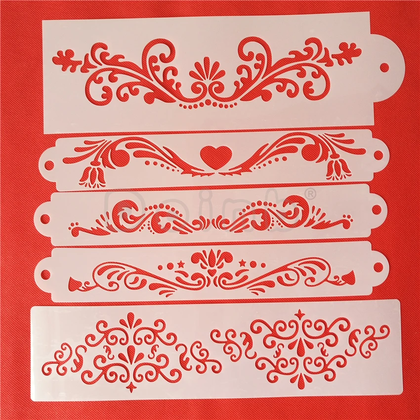 5pcs Floral Lace Swag Cake Stencil Set Fondant Cake Mold Pastry Tools