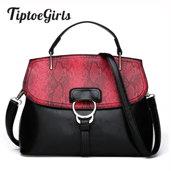 

Stitch Hit Color Serpentine Embossed Handbag New Fashion Wild Casual Temperament Shoulder Messenger Messenger Tide