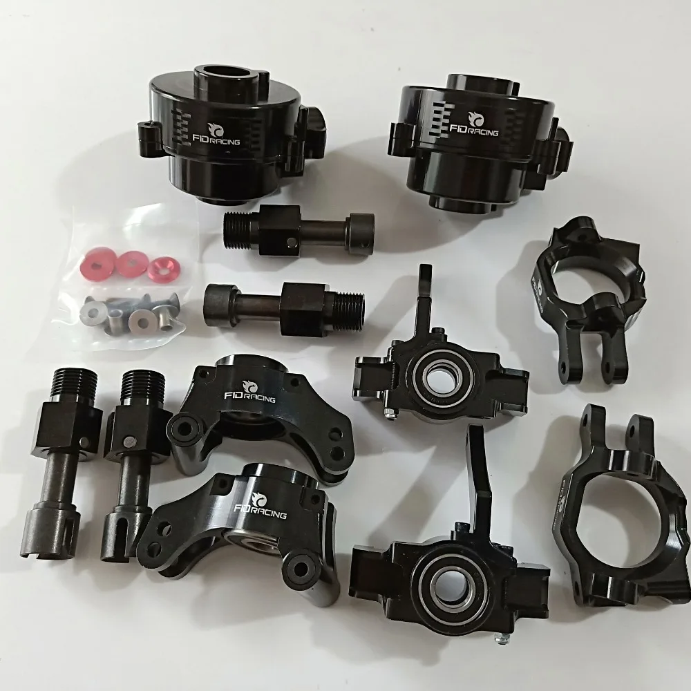 

FID racing CNC front + rear wheel Hub Carrier mount + Castor Block + gearbox for Losi DBXL DBXL-e black color