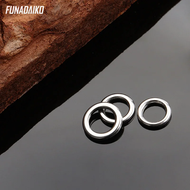 FUNADAIKO Stainless steel fishing Solid Ring O Rings flat fishing swivel knot lure double loop quick change fishing split rings