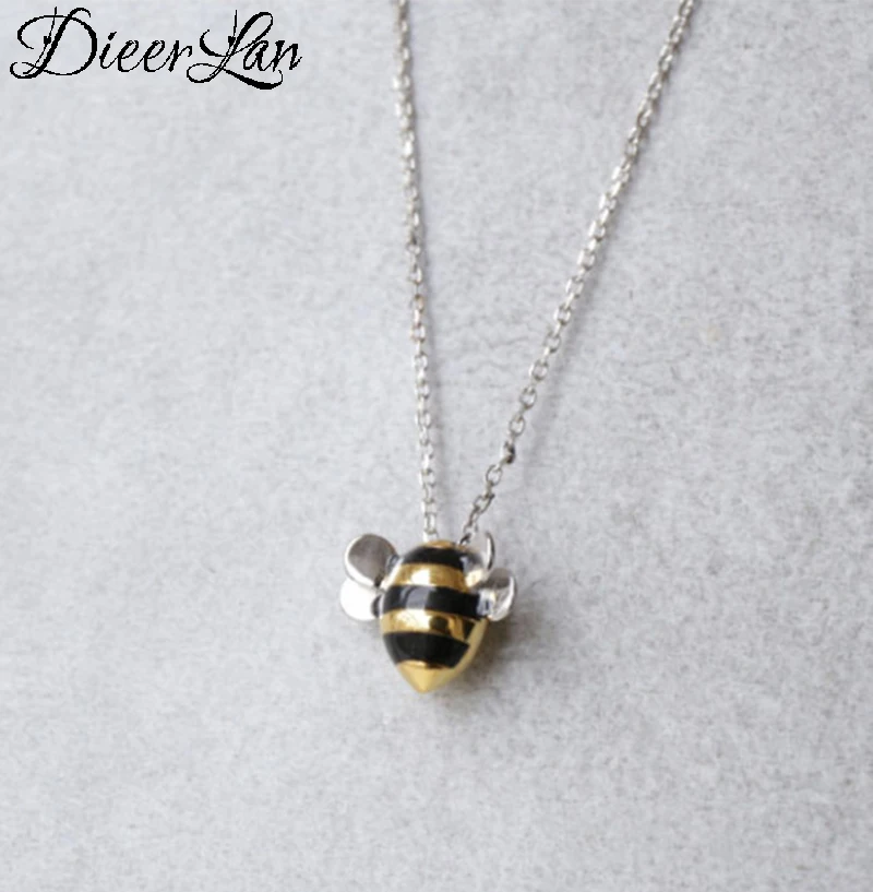 Summer New Trendy 925 Sterling Silver Bee Necklaces for Women Bridal Party Wedding Statement Jewelry Kolye Collares