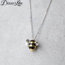 Summer New Trendy 925 Sterling Silver Bee Necklaces for Women Bridal Party Wedding Statement Jewelry Kolye Collares