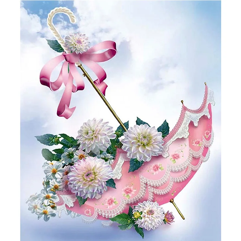 

5D DIY Diamond Painting Flower umbrella Cross Stitch Full Drill Round Diamond Embroidery Diamond Mosaic Pictures Home Decor