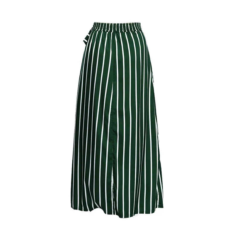 HOT sell Fashion 2018 Summer Skirt Womens Striped Ankle-length Chiffon Empire Lace-Up Vintage Long Skirt Femme Saia A06#N (10)