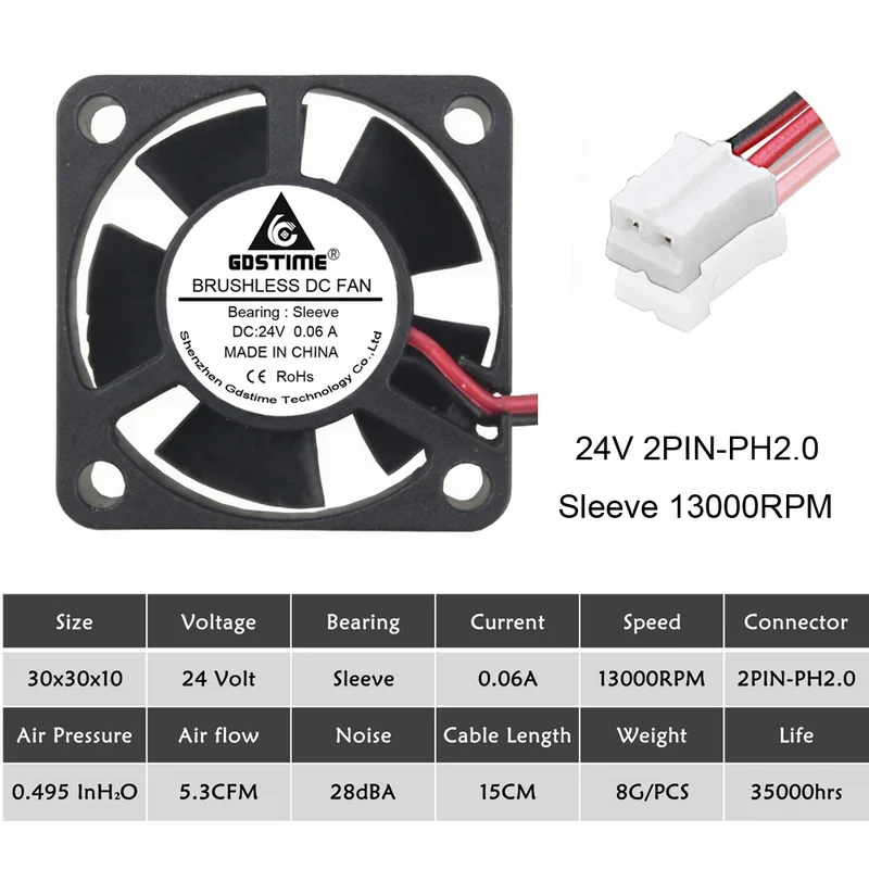 5 шт. Gdstime 24В 2Pin 30 мм 30х30х10 3010 3 см DC вентилятор охлаждения|dc cooler fan|cooler fandc fan |