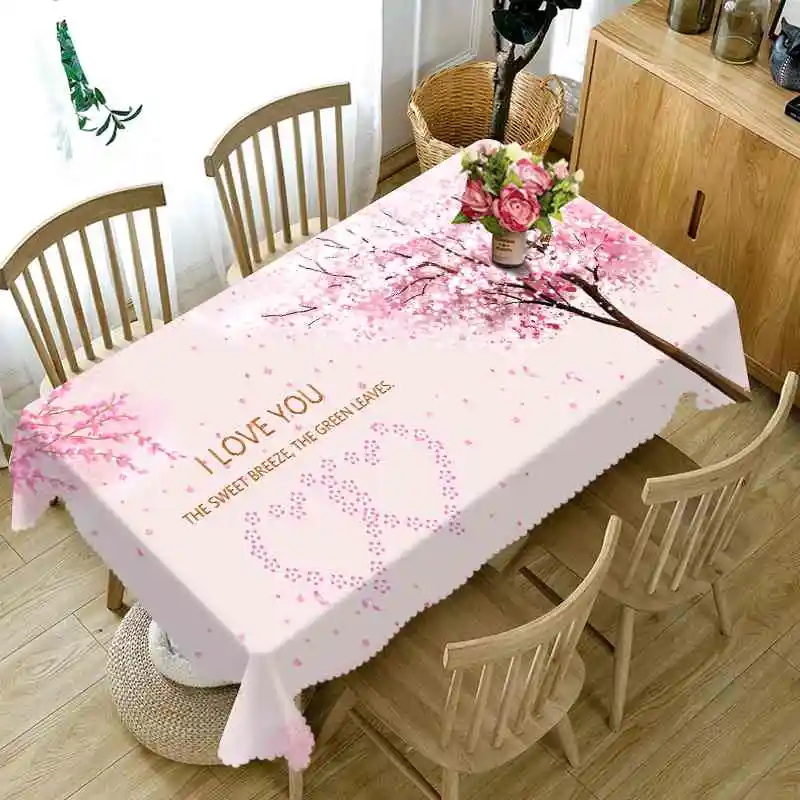 

Party Home Kitchen Tablecloth Flower Lotus Picture Design Painting 3D Print Thicken Rectangular Table Cloth