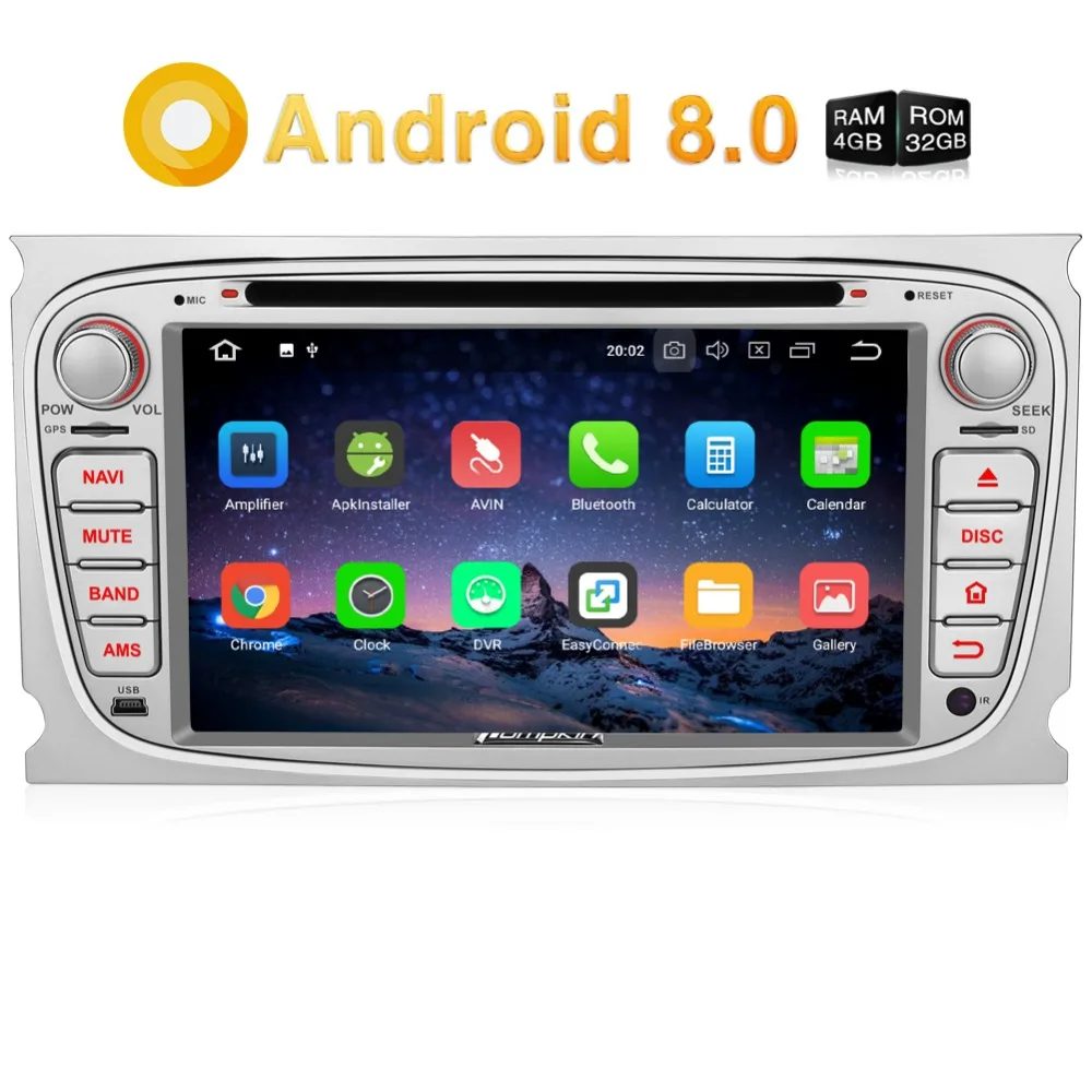 

Pumpkin2 Din 7"Android 8.0 Car DVD Player GPS Navigation Qcta-Core 4G RAM Car Stereo For Ford Focus/Mondeo Wifi 4G OBD2 Headunit