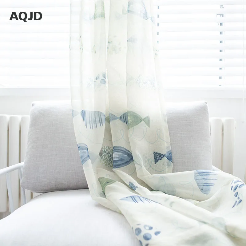 Us 21 98 Aqjd Cartoon Fish Blinds Finished Window Blackout Curtains For Children Kids Bedroom Decorate Windows Treatments Fabric Sj 5001 In Curtains
