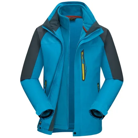 LoClimb 3 в 1 Брендовые мужские ветрозащитные водонепроницаемые походные куртки мужские спортивные пальто для отдыха на открытом воздухе Кемпинг Треккинг Лыжная ветровка, AM145 - Цвет: lake blue