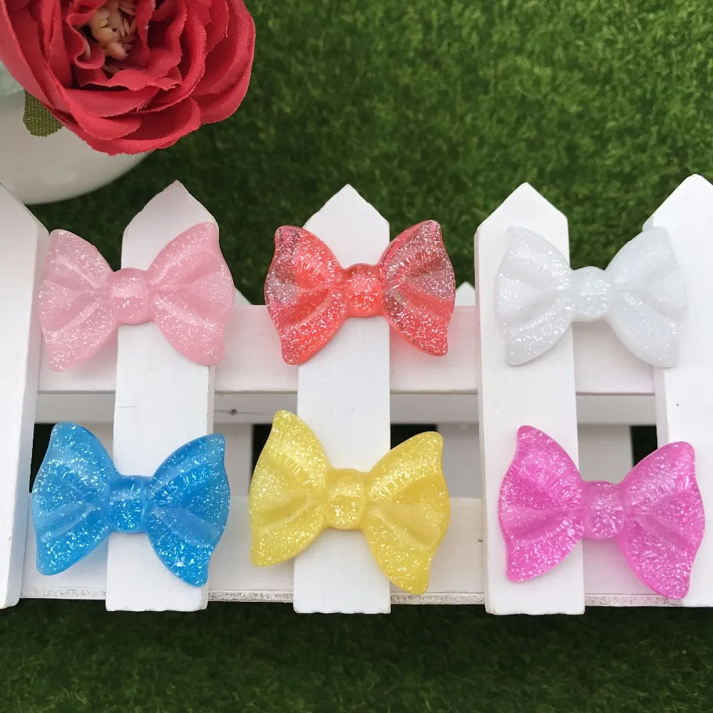 

Free Shipping! Glitter Cute Bow, Resin Flatback Flat Back Cabochon for Phone Deco, DIY (27*36mm)