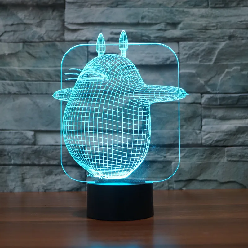 

3286 New Cartoon Cute Totoro 3D Atmosphere lamp 7 Color Changing Visual illusion LED Decor Lamp