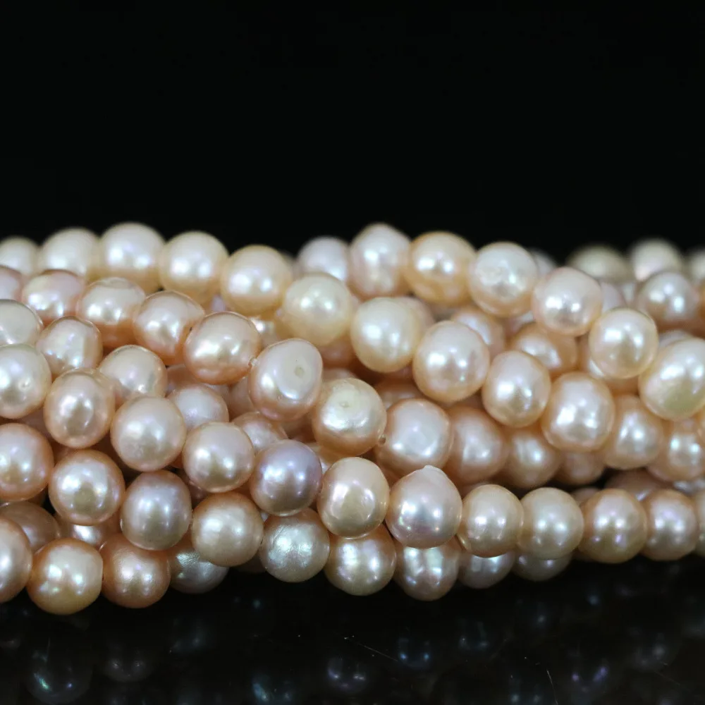 New 7-8mm orange natural pearl approx round spacer beauty jewelry making High quality loose beads 15inch B1350