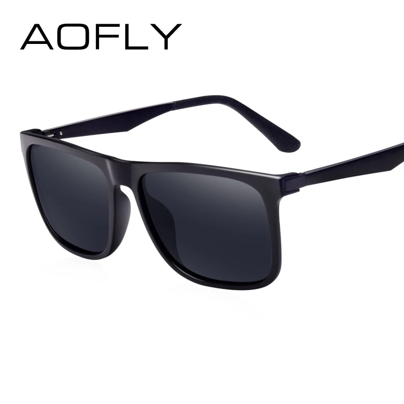 Beste Aofly Brand Design Klassieke Gepolariseerde Zonnebril Mannen Rijden Vierkante Zwart Frame Zonnebril Voor Mannen Brillen Mannelijke Oculos UV400